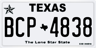 TX license plate BCP4838