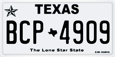 TX license plate BCP4909