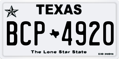 TX license plate BCP4920