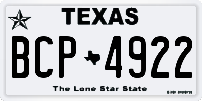 TX license plate BCP4922