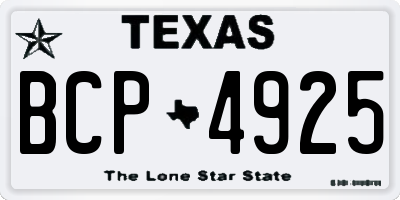 TX license plate BCP4925