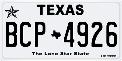 TX license plate BCP4926