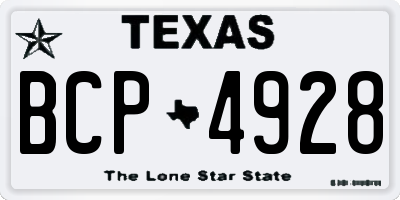 TX license plate BCP4928