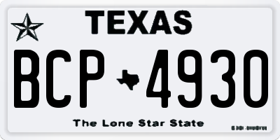 TX license plate BCP4930