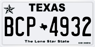 TX license plate BCP4932