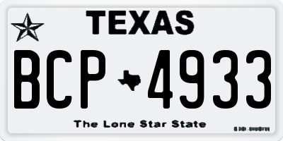 TX license plate BCP4933
