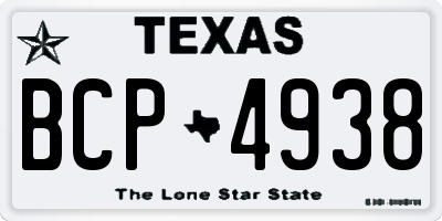 TX license plate BCP4938