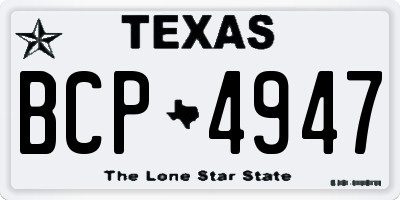 TX license plate BCP4947