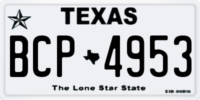 TX license plate BCP4953