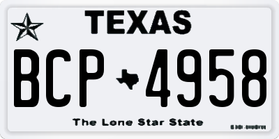 TX license plate BCP4958