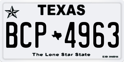 TX license plate BCP4963