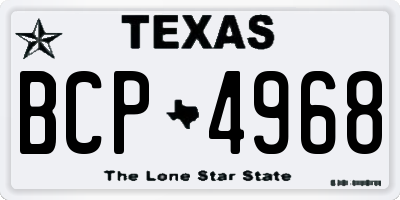 TX license plate BCP4968