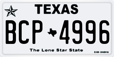 TX license plate BCP4996