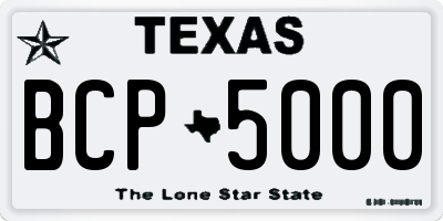 TX license plate BCP5000