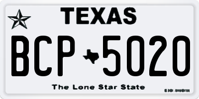 TX license plate BCP5020