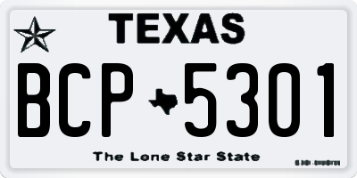 TX license plate BCP5301