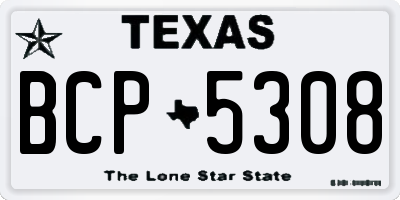 TX license plate BCP5308