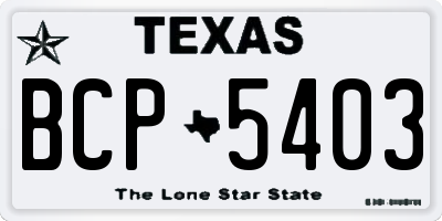 TX license plate BCP5403