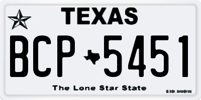 TX license plate BCP5451
