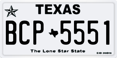 TX license plate BCP5551