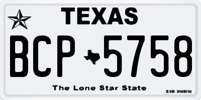 TX license plate BCP5758