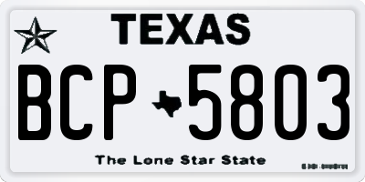 TX license plate BCP5803