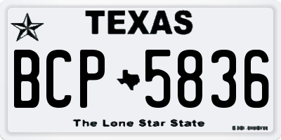 TX license plate BCP5836