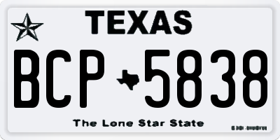 TX license plate BCP5838