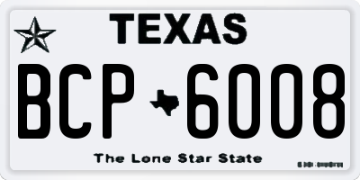 TX license plate BCP6008