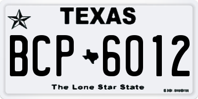 TX license plate BCP6012