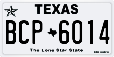 TX license plate BCP6014
