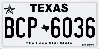 TX license plate BCP6036