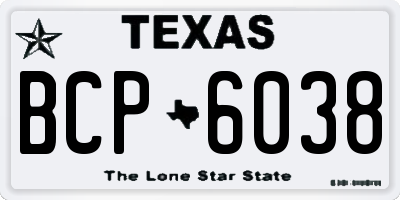 TX license plate BCP6038