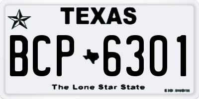 TX license plate BCP6301