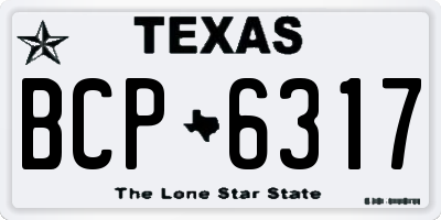 TX license plate BCP6317
