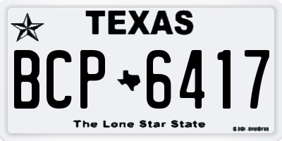 TX license plate BCP6417