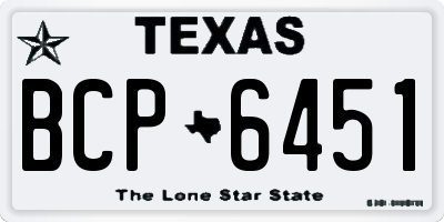 TX license plate BCP6451