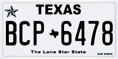 TX license plate BCP6478