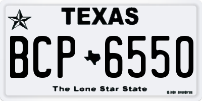 TX license plate BCP6550