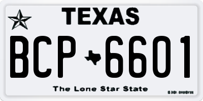 TX license plate BCP6601