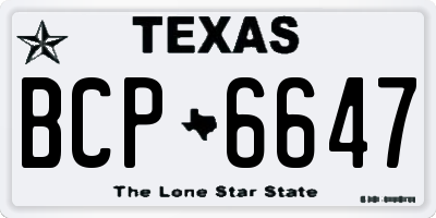 TX license plate BCP6647