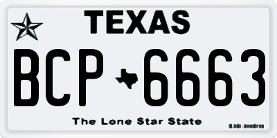 TX license plate BCP6663
