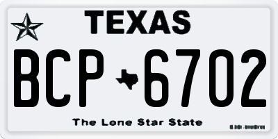 TX license plate BCP6702