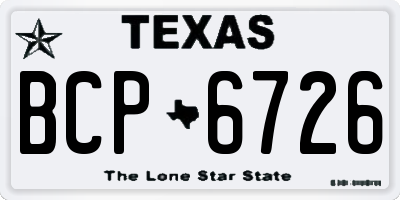TX license plate BCP6726