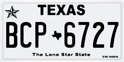 TX license plate BCP6727