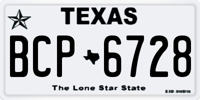 TX license plate BCP6728
