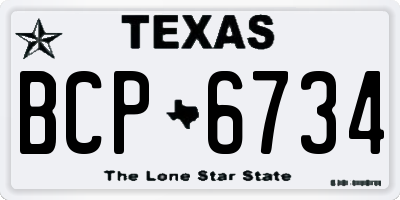 TX license plate BCP6734