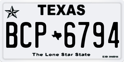 TX license plate BCP6794