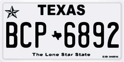 TX license plate BCP6892