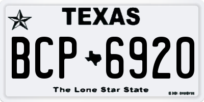 TX license plate BCP6920